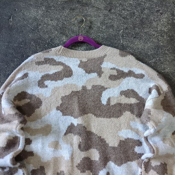 Lucky Brand Sweater Womens XL Tan Camo Cardigan Button Up Preppy Retro Y2K - Picture 4 of 8